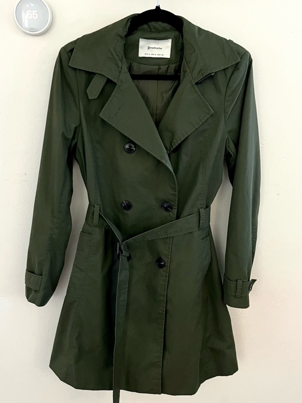 Stradivarius Olive Green Trench Coat Belted Lightweight Jacket Women’s M